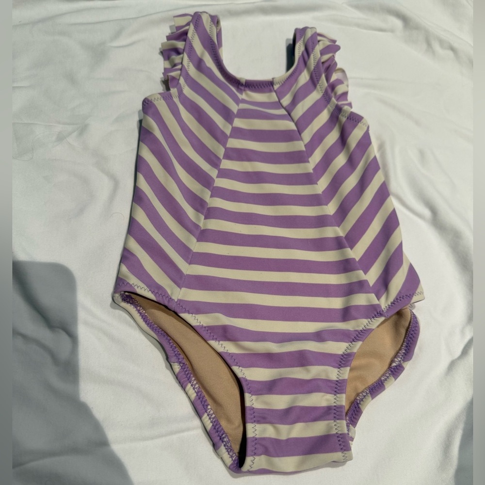 Tea Collection Purple and Cream Striped Kids One Piece